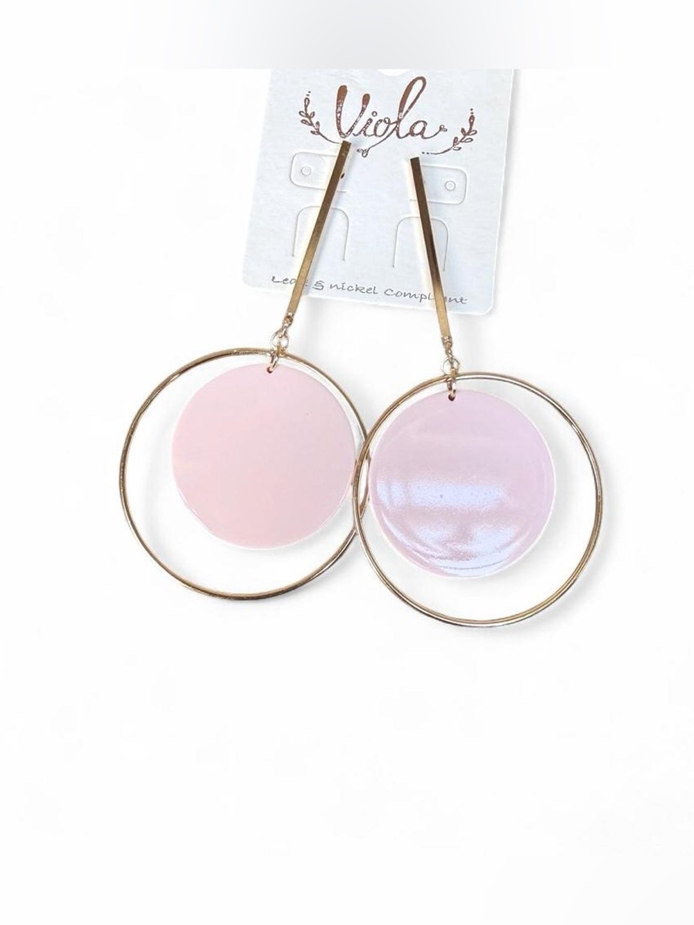Gold hoop with Pink Drop Earrings